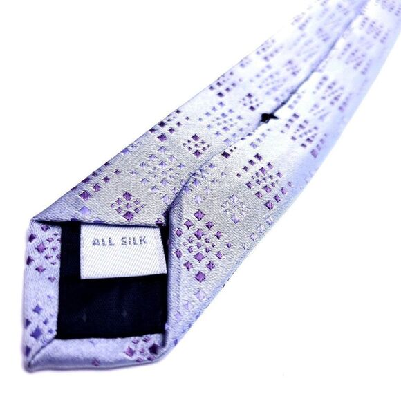 Pierre Cardin Purple Silk Tie Geometric - Picture 5 of 6